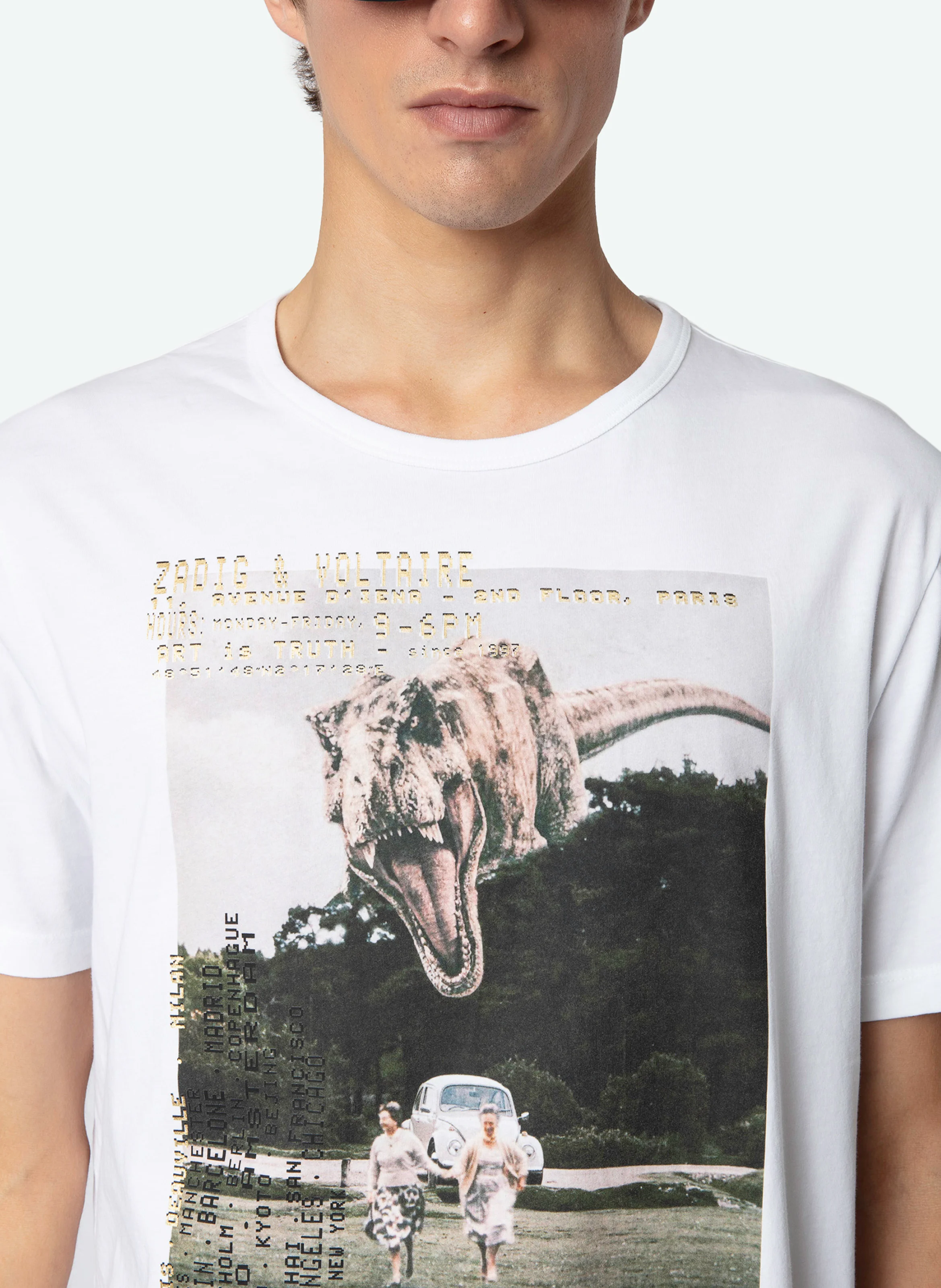 TED - Tee-shirt droit en coton bio sérigraphié | Blanc