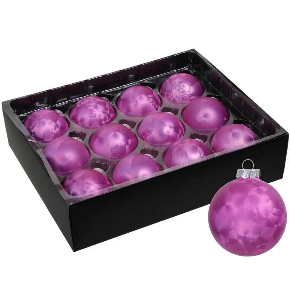 Othmar Decorations Luxe kerstballen - 12x -6 cm - roze -glas