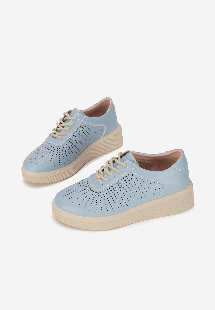 Baskets pour femme en cuir bleus Oleiana