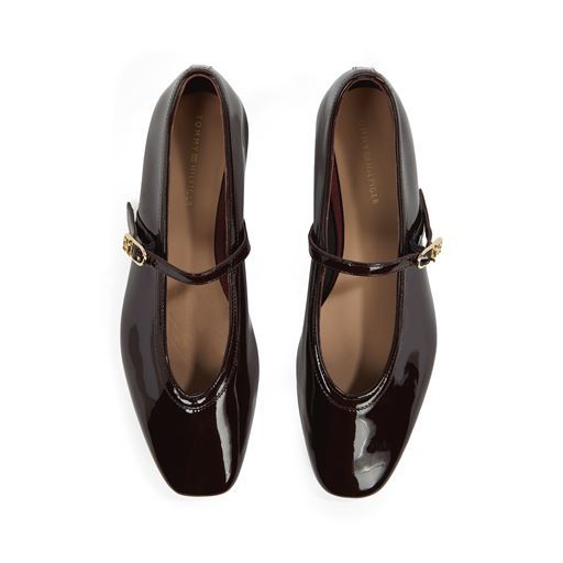 Tommy Hilfiger Mary Jane Ballerinasko, Burgendy Velvet, 38