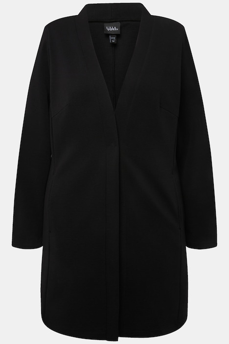 Jerseyjacke, V-Ausschnitt, Druckknopf, Langarm