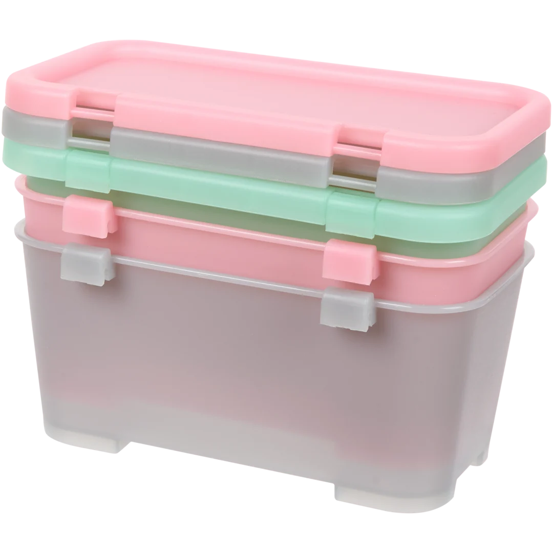 Opbergboxen met deksel 3 stuks | 17,5 x 10,5 x 8 cm | diverse kleuren