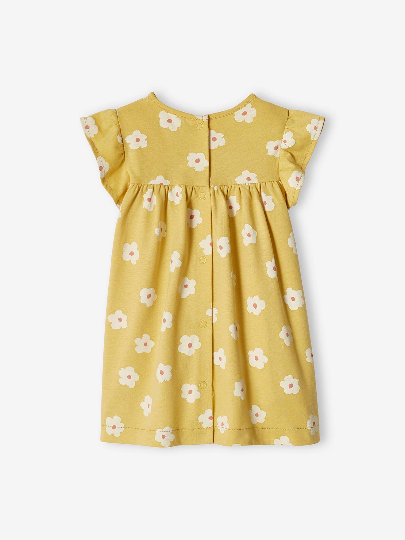 vestido de bebê de tricô amarelo claro
