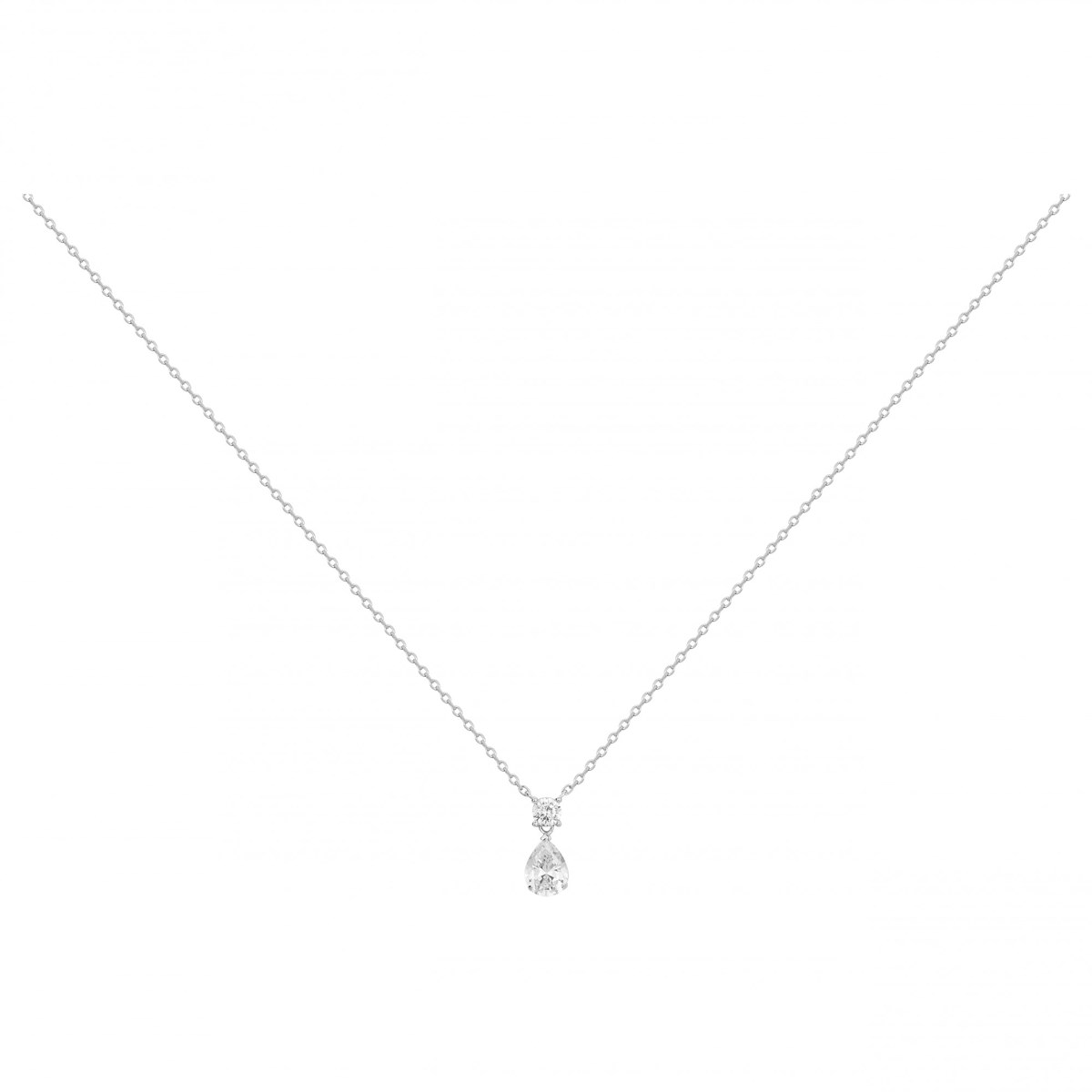 Collier mono-motif en Argent avec oxyde de zirconium blanc