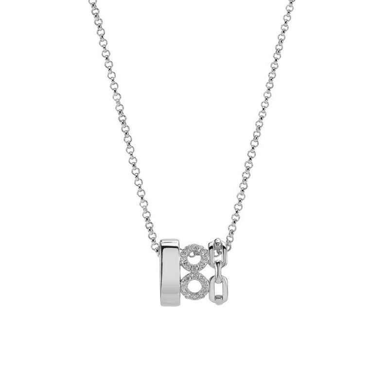 Collier Argent Rhodié Cercle Sertie De Zirconium Blanc