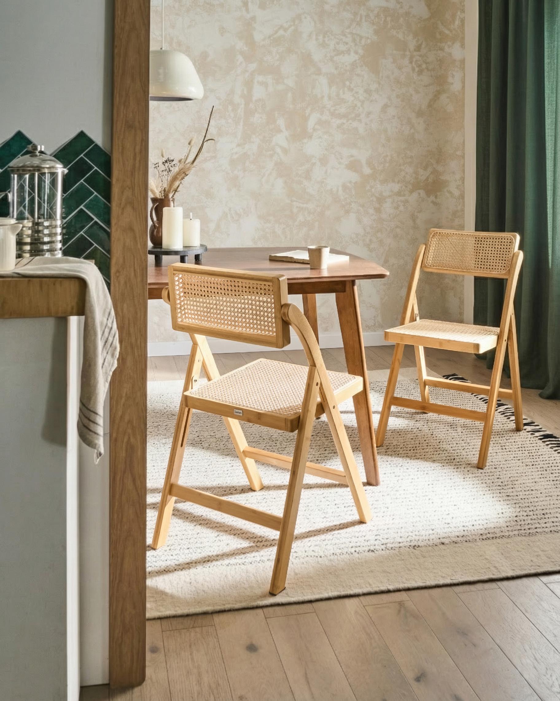 Set van 2 eetkamerstoelen inklapbaar MODANE Bamboehout Lichtbruin