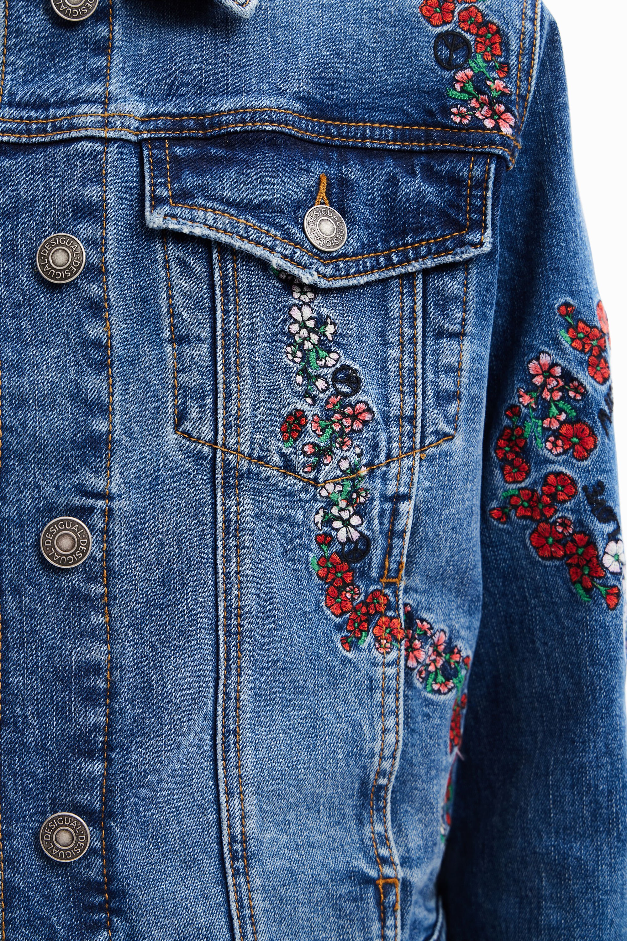 Veste trucker jean broderies