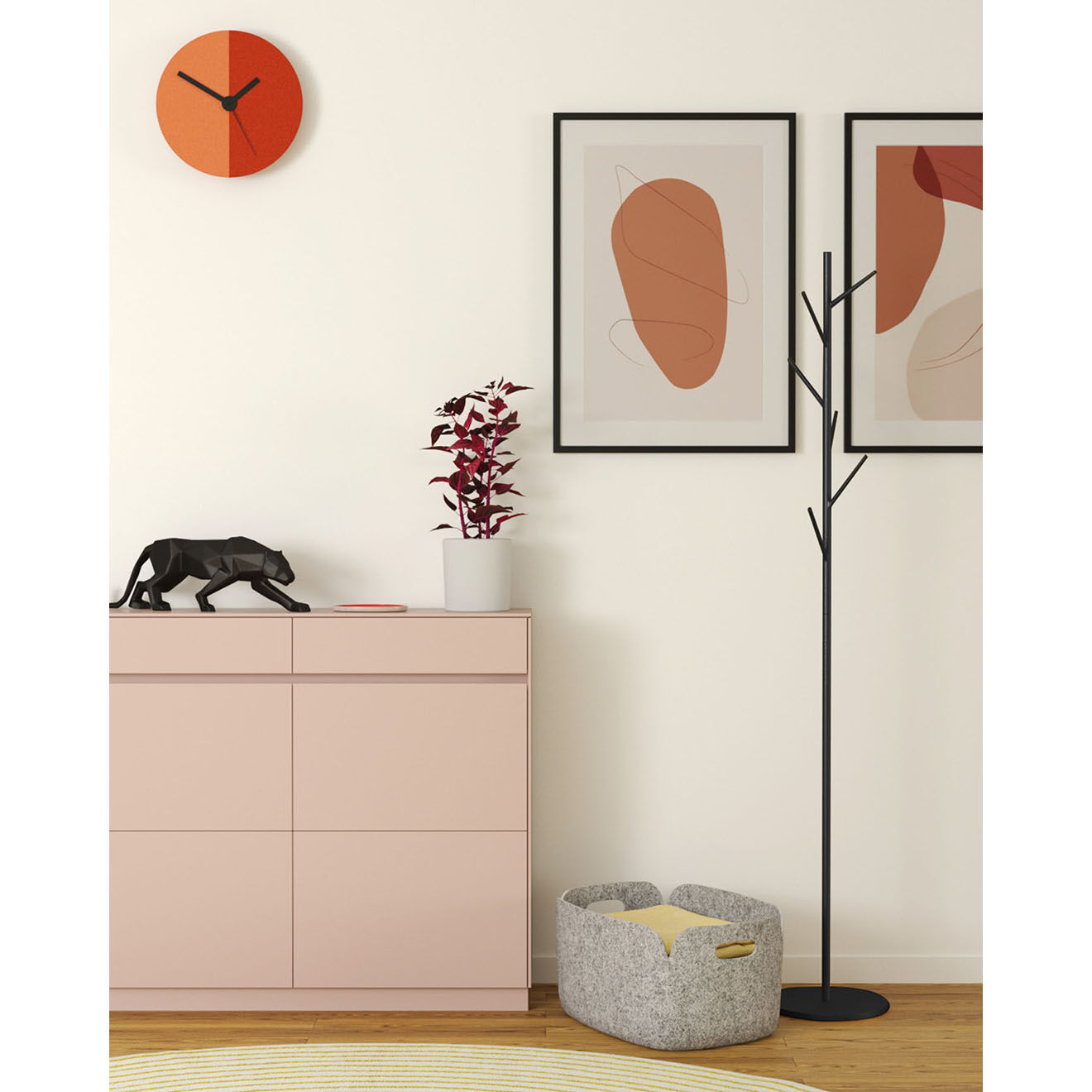 Potiron Porte-manteaux Jules noir -  24x24x150 cm