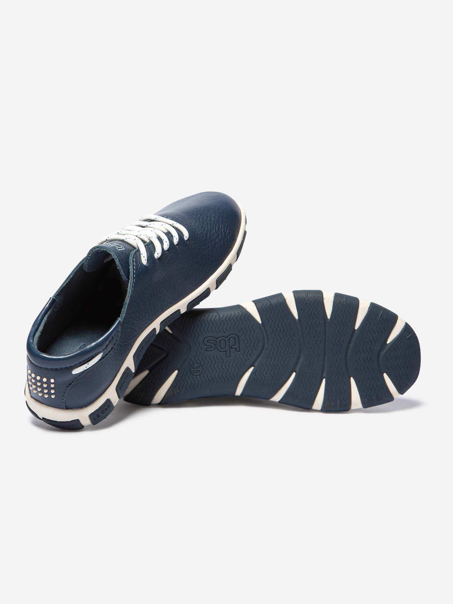 Tennis Femme Confort Cuir Bleu