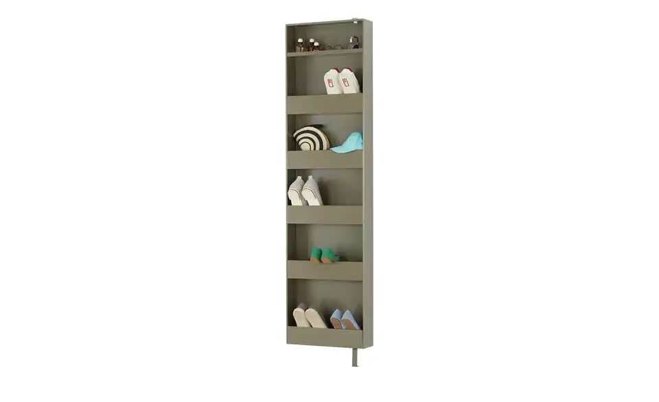 Schuh- und Mehrzweckschrank Santarem Beige, bronzefarben Spiegelfront (Bronze)
