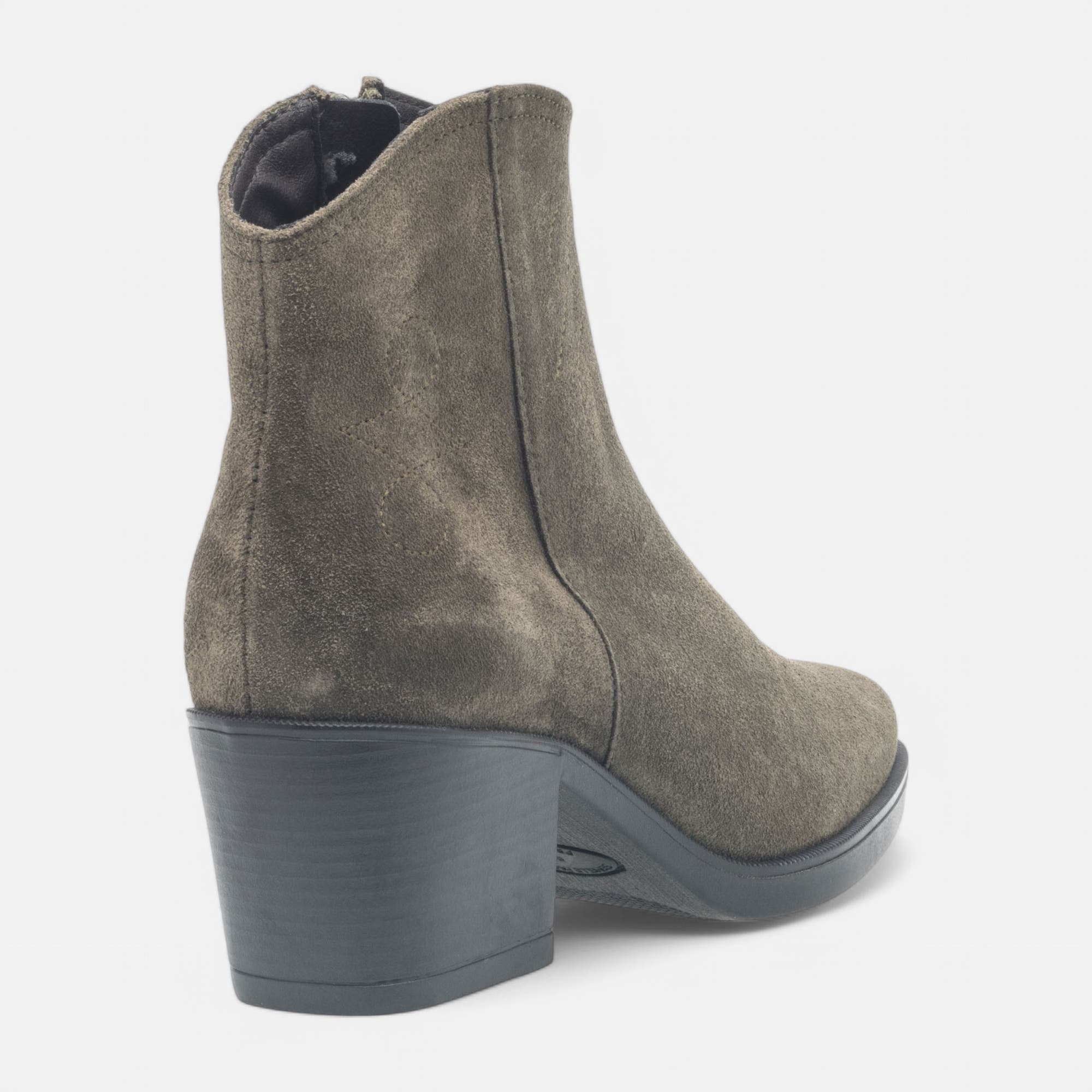 Santiags à talon Femme en cuir kaki