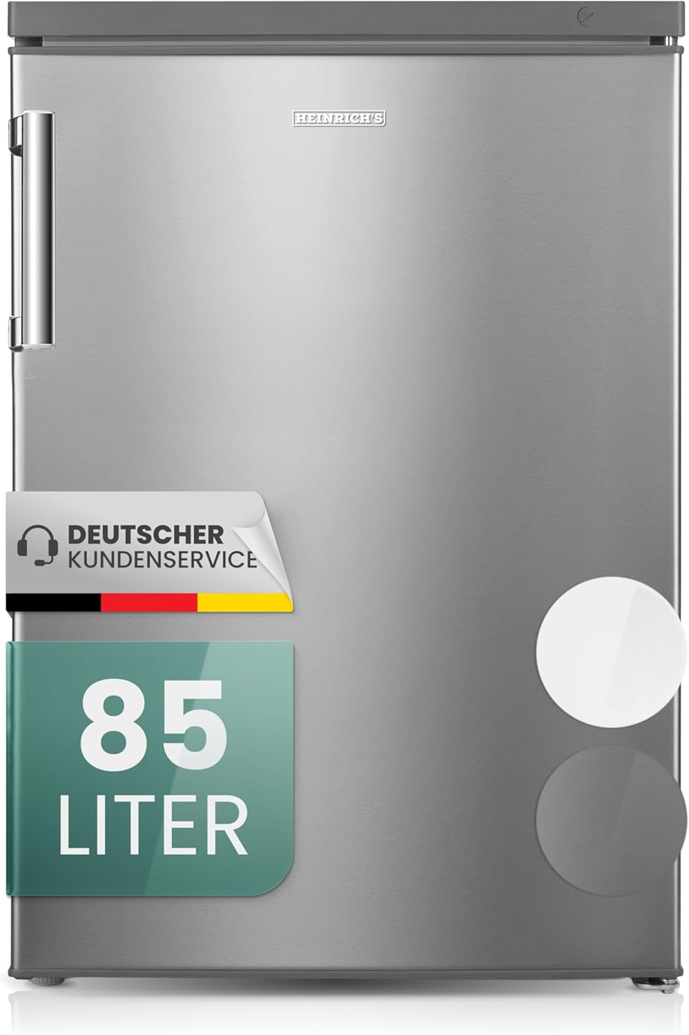 Heinrich´s Gefrierschrank, Mini, Temperatur:-18°C~-38°C, Freezer, 3x Gefrierschublade, Stufenloser Temperaturregler,Airflow, wechselbarer Türanschlag, 85 Liter Nutzinhalt, inox