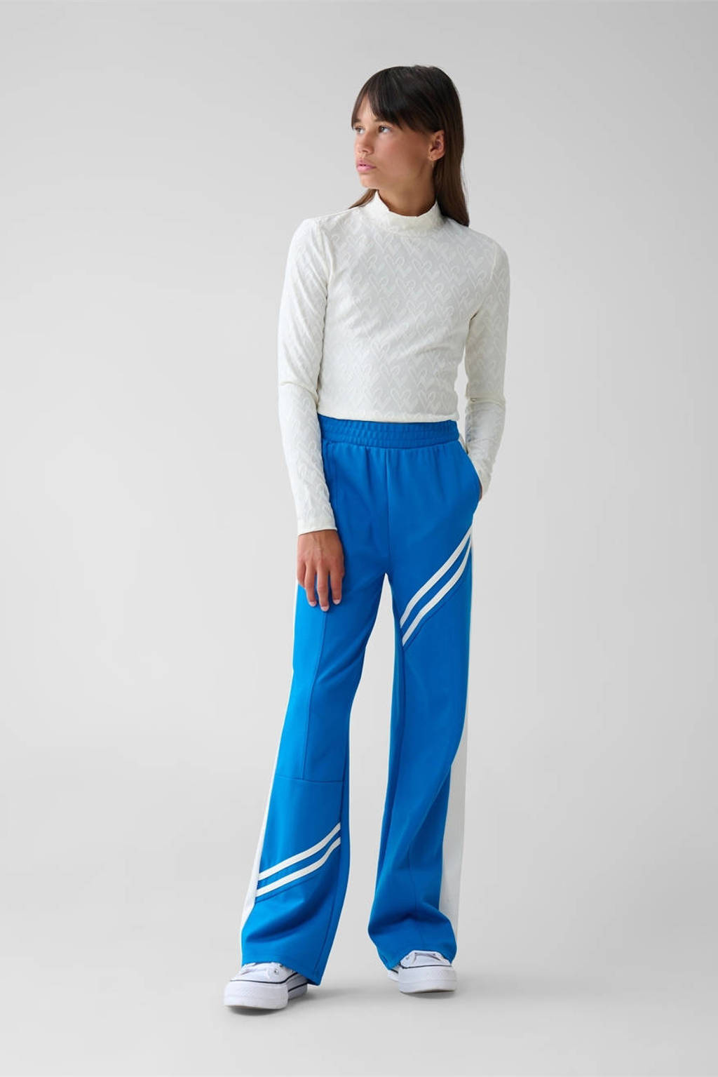 Shoeby longsleeve met hartjes en textuur gebroken wit