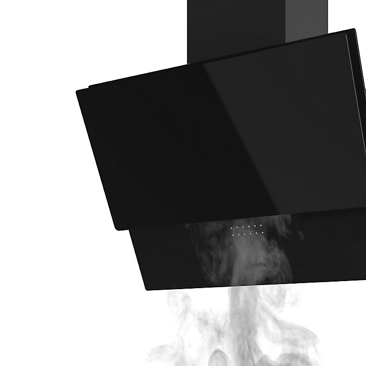 Hotte inclinée PlasmaSense GoodHome GHAG60 en verre noir