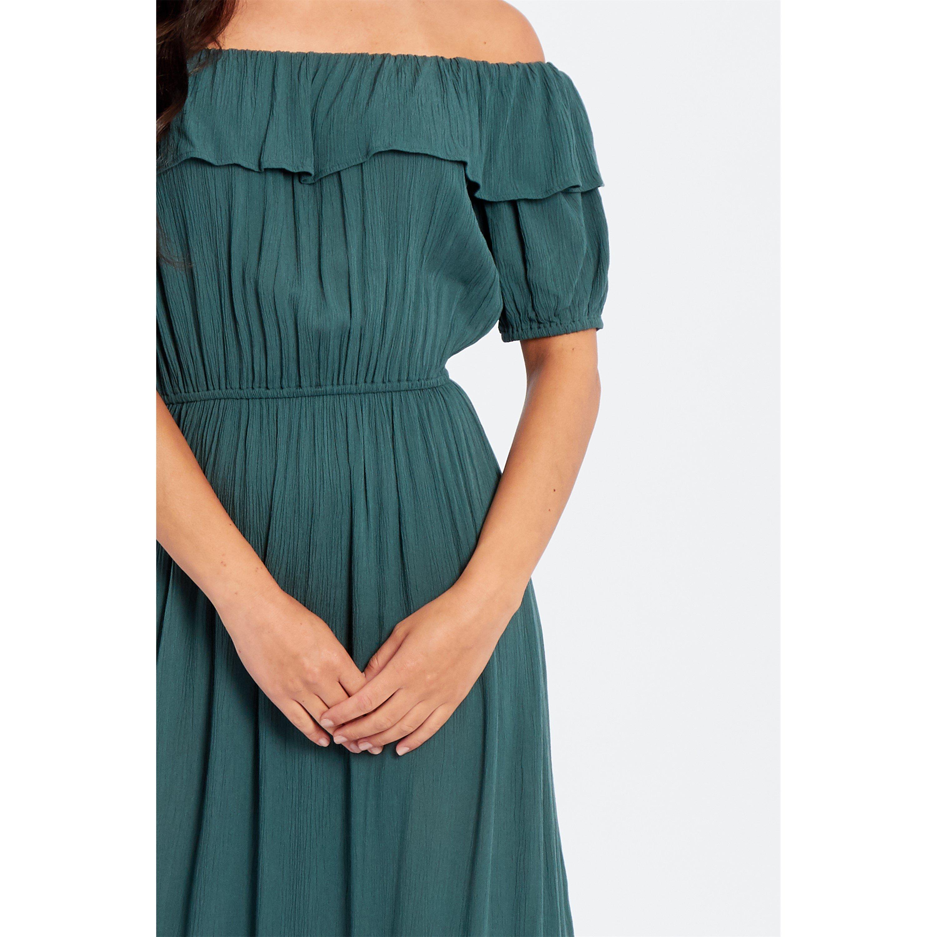 Be You Bardot Bardot Crinkle Maxi Dress