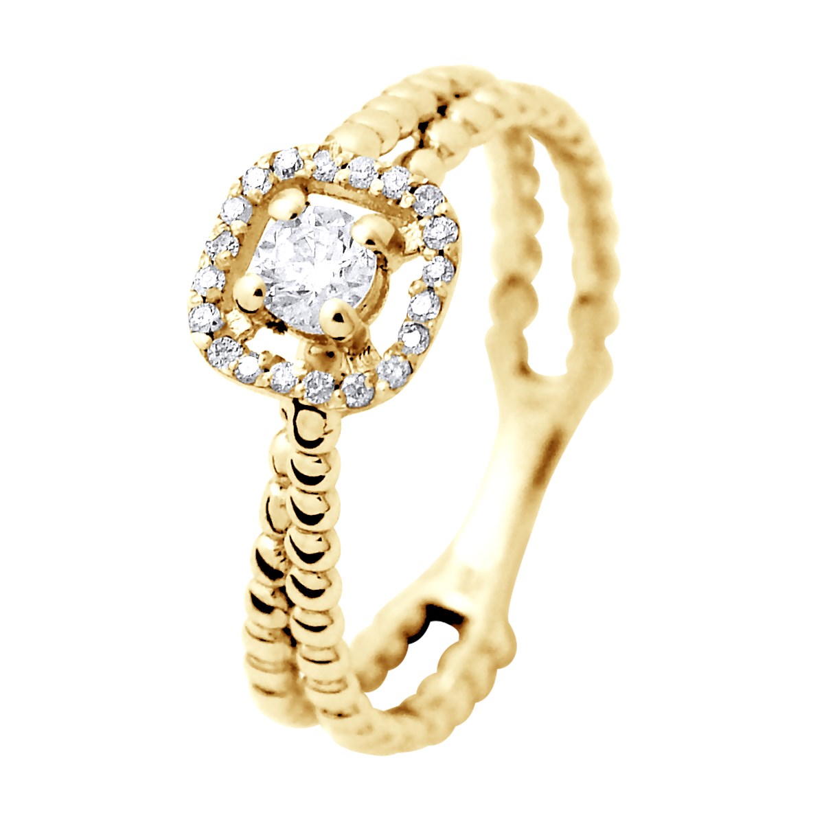 Solitaire Diamants 0,33 Cts Joaillerie Prestige Or Jaune