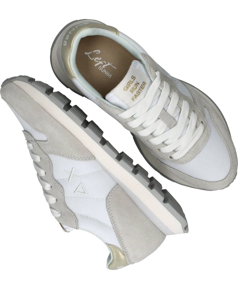 Sun 68 Ally Gold Silver Sneakers Wit Dames