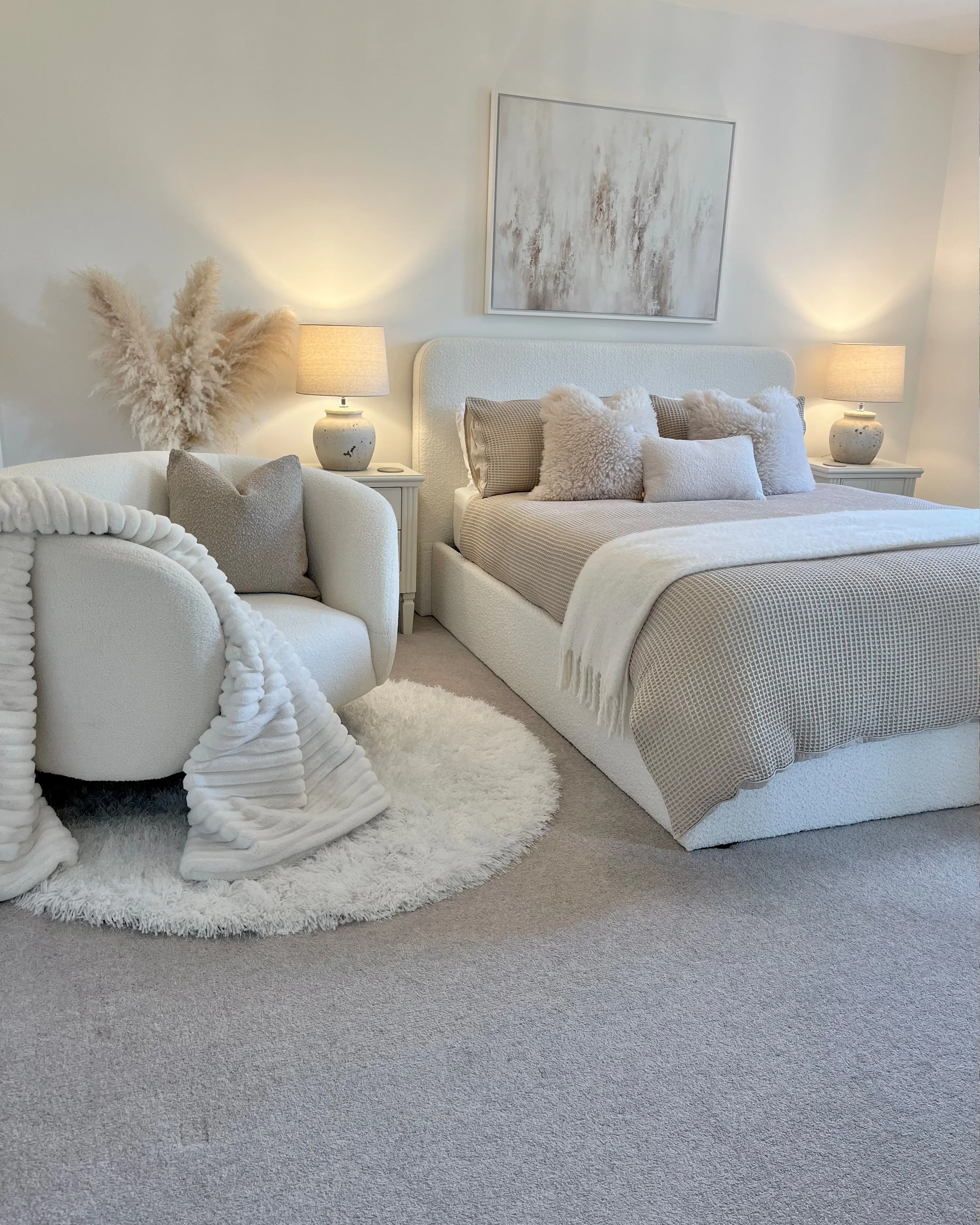 Fauteuil LOEN Bouclé Wit