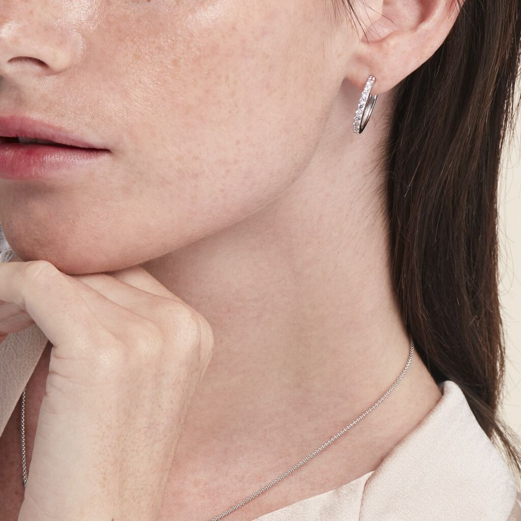 Créoles Justy Argent Blanc Oxyde De Zirconium