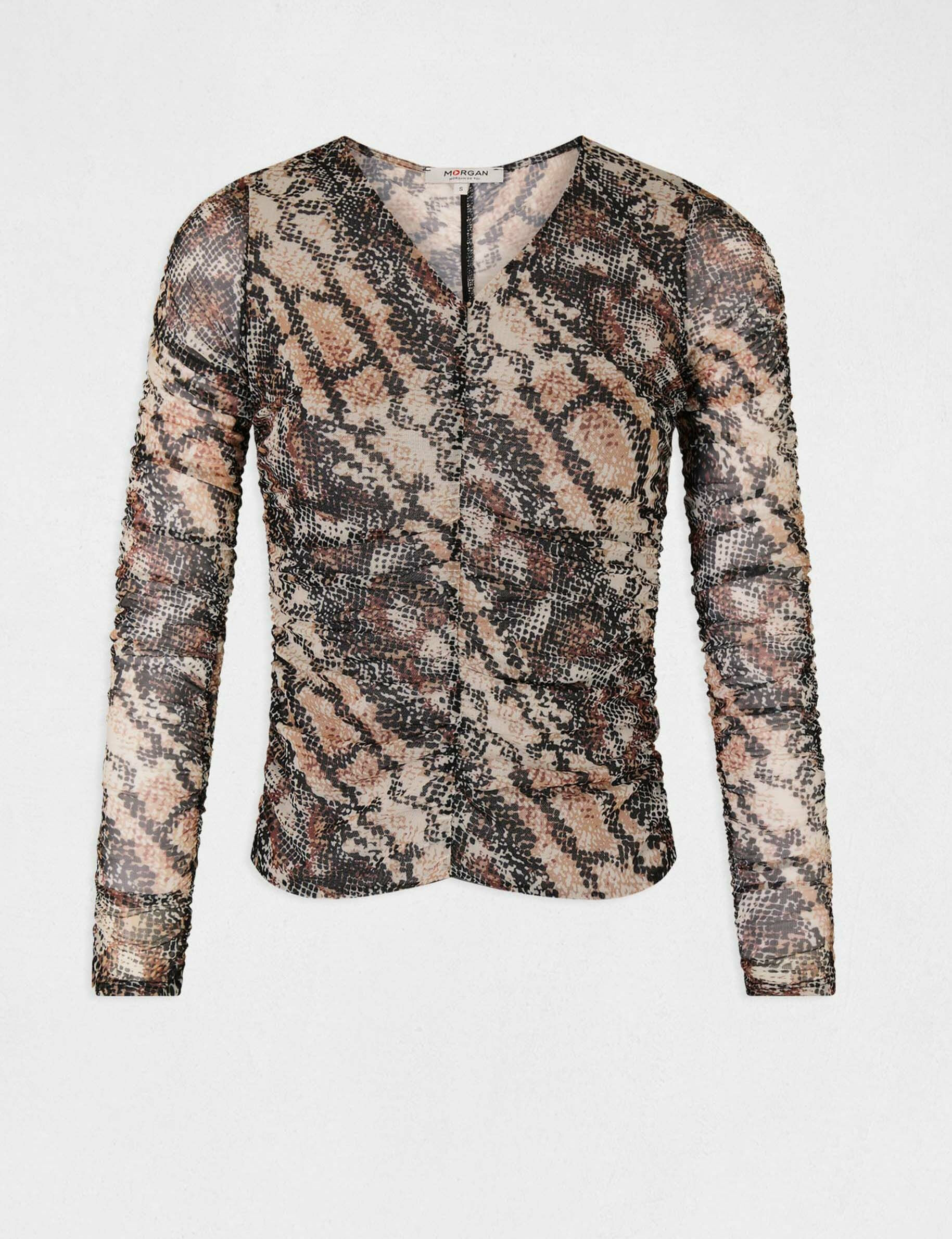 T-shirt manches longues imprimé python multico femme - multico