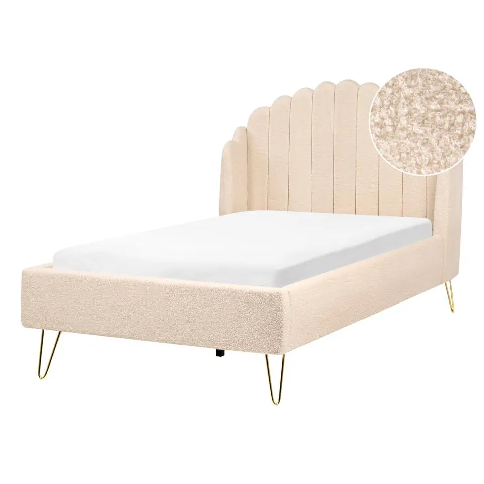 AMBILLOU - Tweepersoonsbed - Beige - 120 x 200 cm - Bouclé