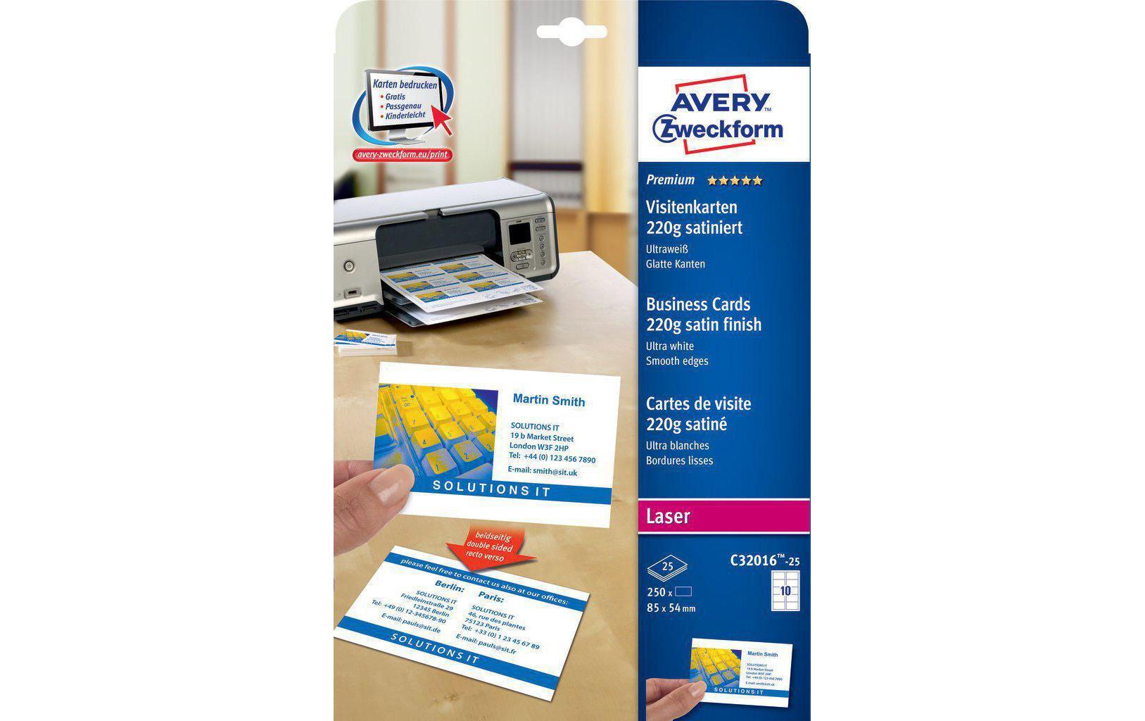 Visitenkarten-Etiketten 220 g/m², 250 KartenVisitenkarten
