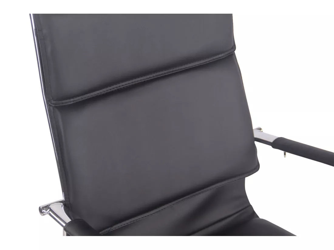 Chaise de bureau - Similicuir & Métal chromé - Noir - Bedford