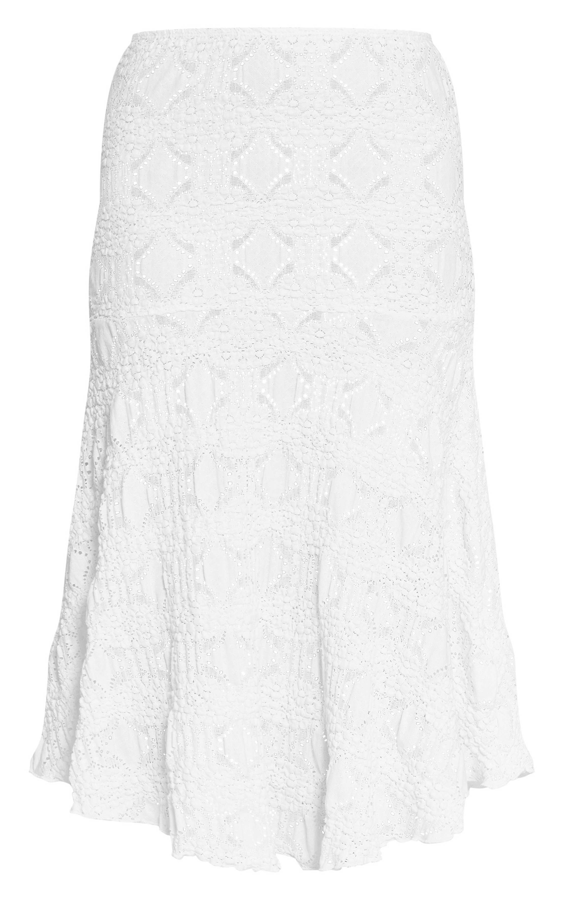 Crème Jupe Midi En Dentelle Texturée