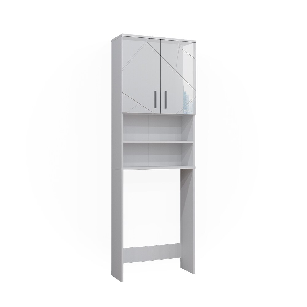 Vicco Waschmaschinenschrank Irma Weiß Hochglanz 64 x 191 cm Badezimmer