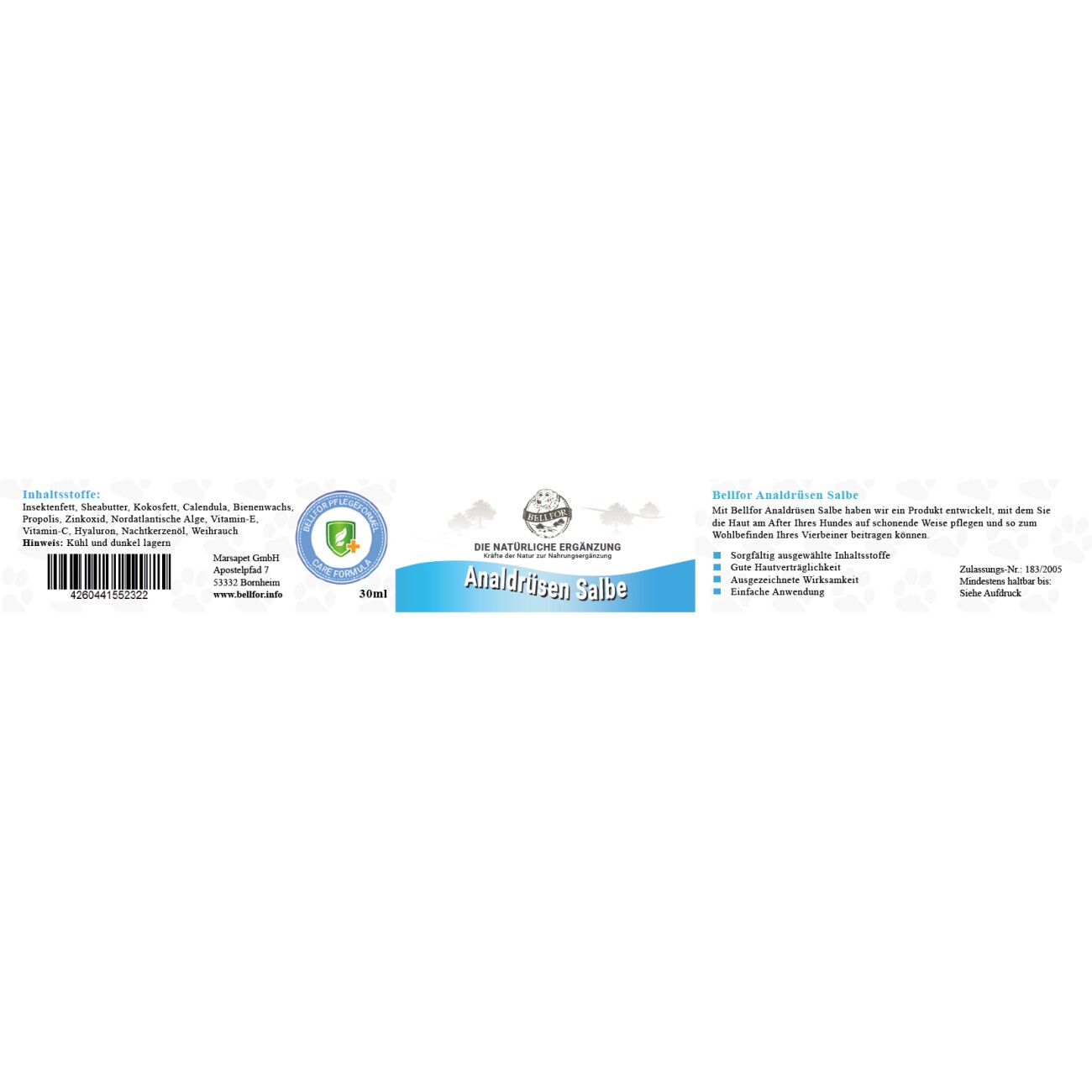 Bellfor Analdrüsen Salbe für Hunde - 30 ml