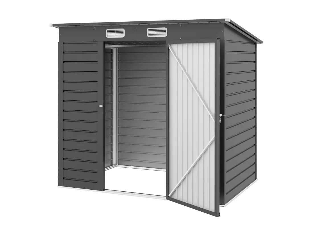 Abri de jardin cabanon dim. 191L x 130l x 166H cm porte verrouillable ventilations tôle acier ondulé gris