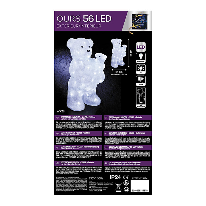 Décoration de noël lumineuse extérieure maman et bébé ours