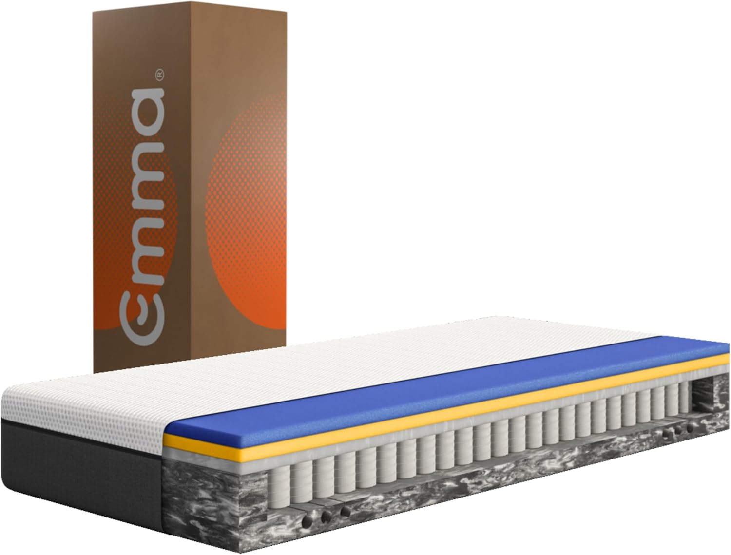 Emma Original Hybrid Matratze 80x200 cm - 25 cm Hoch, Mittelweich H2 – Taschenfederkernmatratze mit Memory Foam & Kaltschaum, 5-Zonen-Unterstützung, Druckentlastend, Atmungsaktiv, Waschbarer Bezug