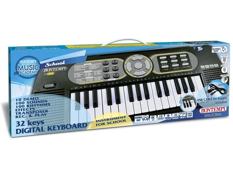 Bontempi Musikinstrument Digital Keyboard 32 Midi-Tasten Instrument für die Schule