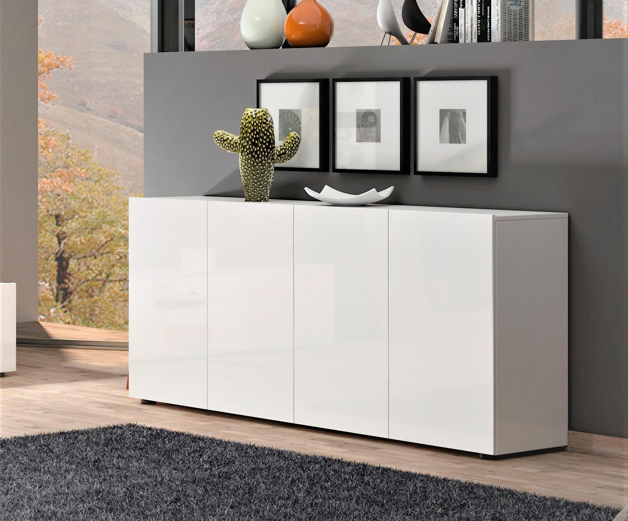 INOSIGN Sideboard »MISTER- Sideboard, Anrichte, Kommode, Made in Italy, 4 Fächer« Kommode mit 4 Türen, komplett Hochglanz lackiert, Breite 180cm