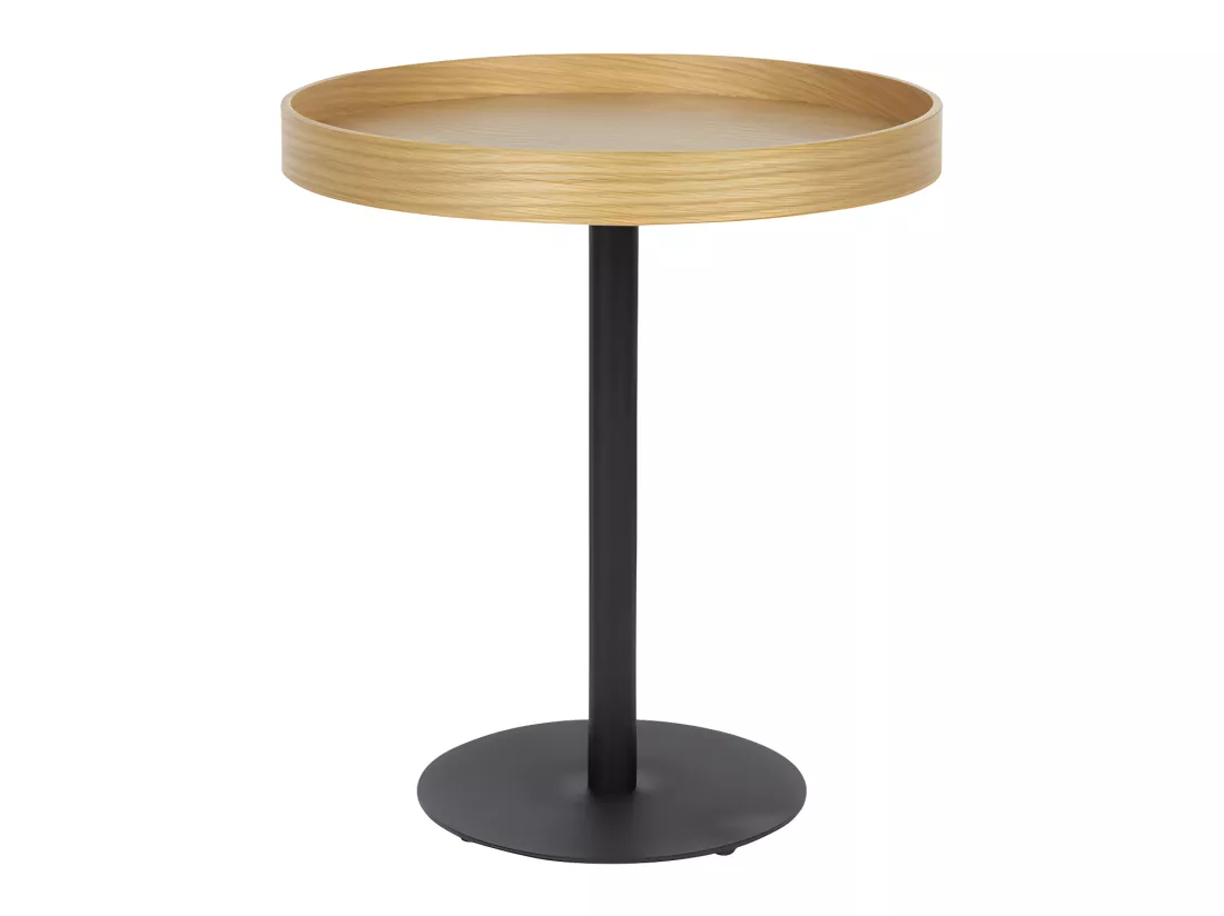 Yuri - Table d'appoint ronde en bois et métal ø45cm - Bois clair