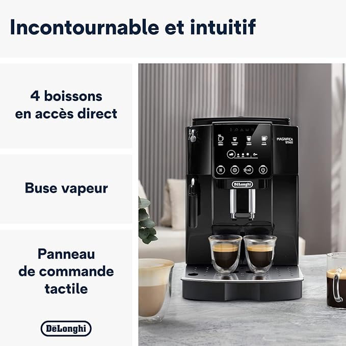 De'Longhi Magnifica Start ECAM222.20B, machine à café automatique avec mousseur à lait, noir