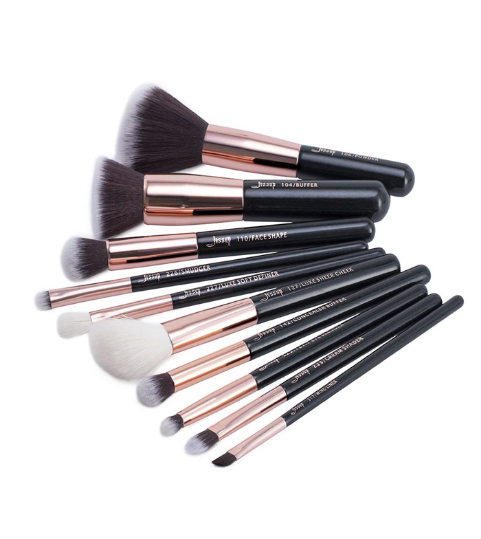 Jessup Beauty - Conjunto de pincéis de 10 peças - T156: Black/Rose Gold