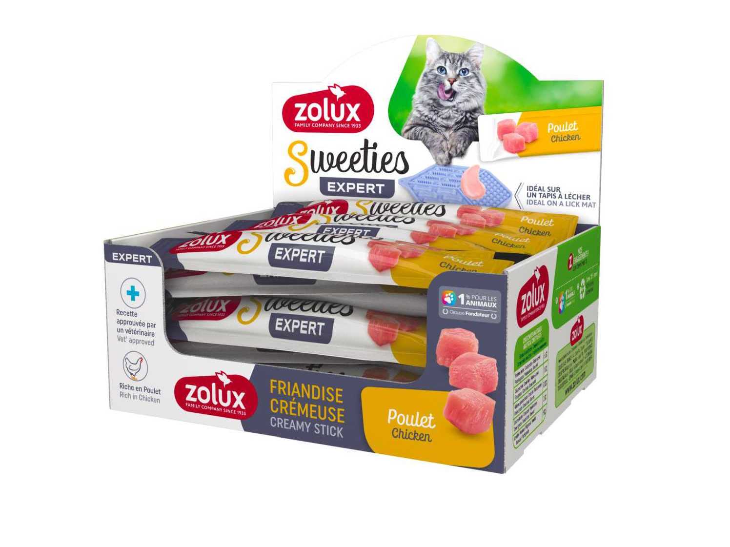 SNACK LÍQUIDO PARA GATO ZOLUX SWEETIES FRANGO 14G