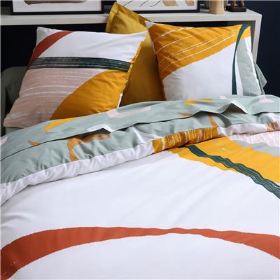 Linge de lit motif coups de pinceau - BECQUET CRÉATION