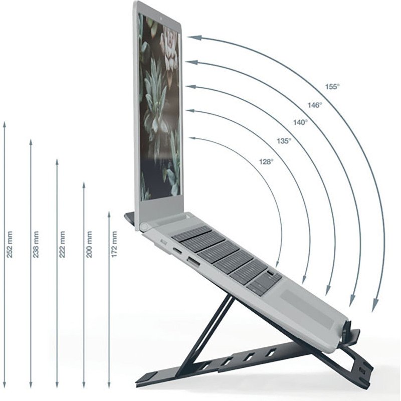 Support réglable ultra-plat pour ordinateur portable - gris foncé - Leitz Ergo