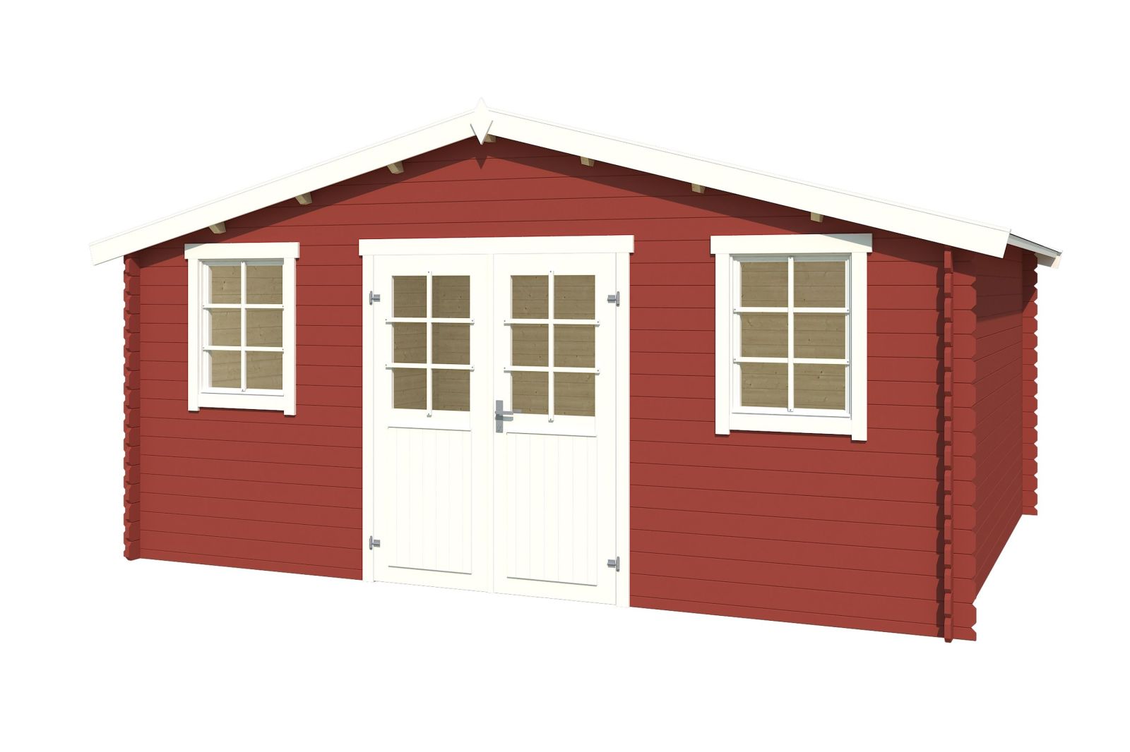 Blochbohlenhaus UDO 300 - schwedenrot - Fichte massiv - 480x300 cm