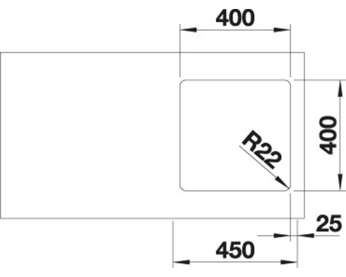 Blanco ANDANO 400-U spoelbak, 440 x 440 mm, roestvrij staal, 522959