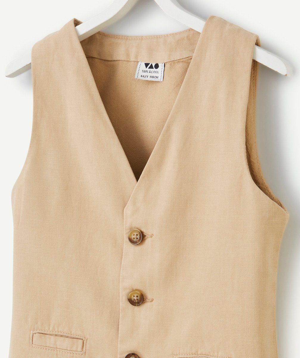 veste sans manches garçon beige avec boutons