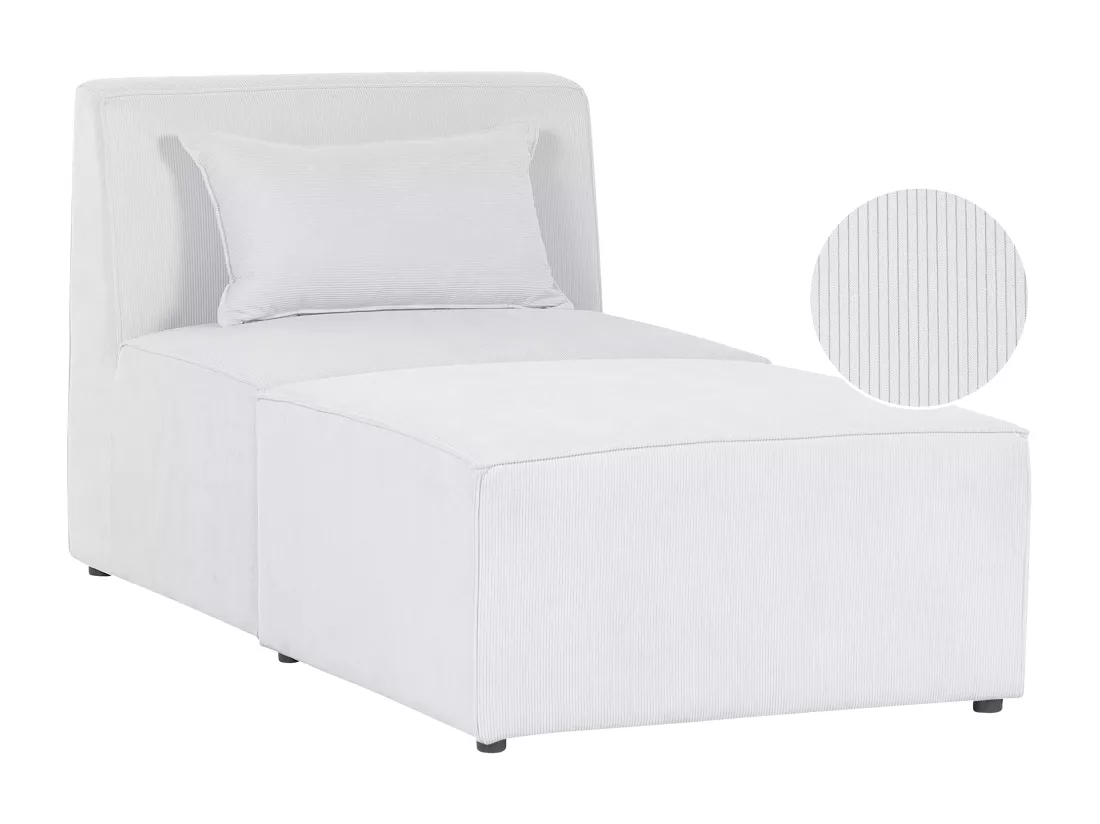 Chaise longue en velours côtelé blanc cassé LEMVIG