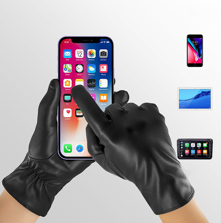 (1 Paar) Gr. L Damen Leder Handschuhe Kapazitive Touchscreen Handschuhe für Smartphone / Tablet - Braun