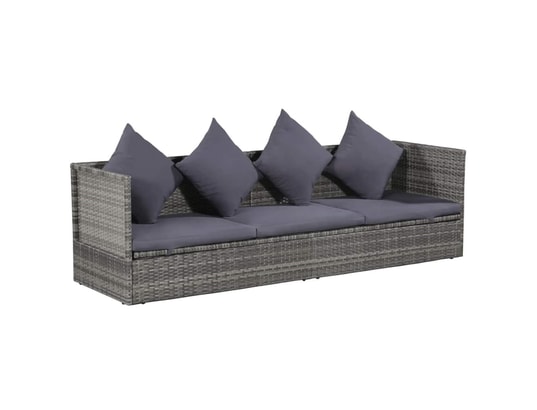 VIDAXL - Lit de jardin gris 200x60 cm résine tressée