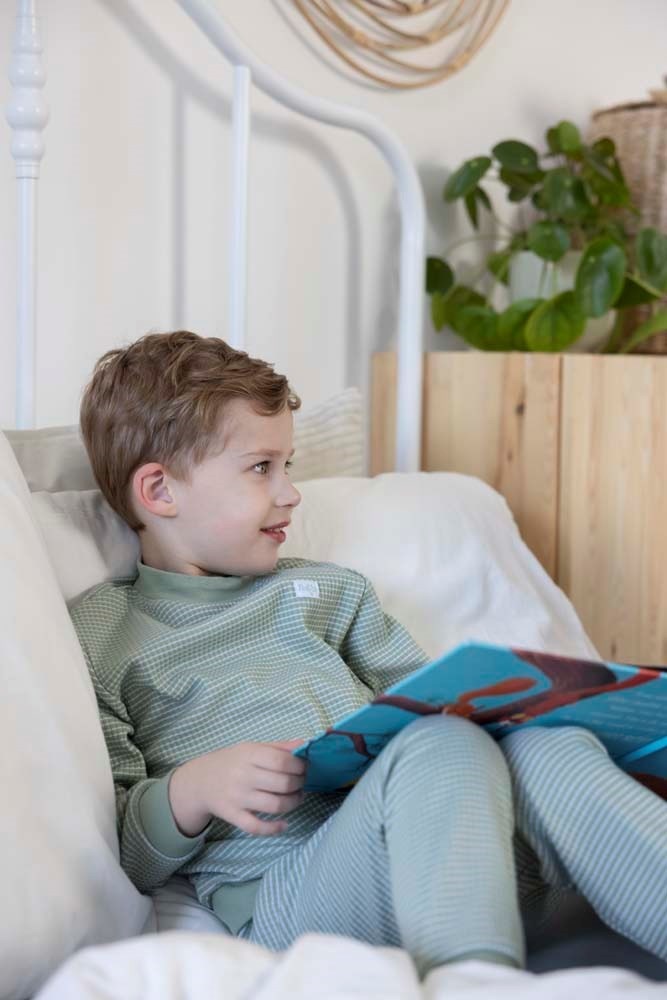 Feetje Feetje pyjama wafel groen melange