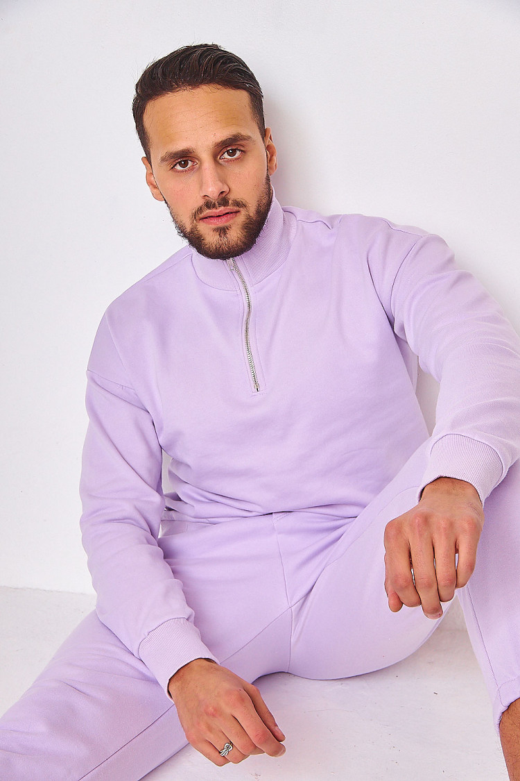 Sweat demi-zip violet