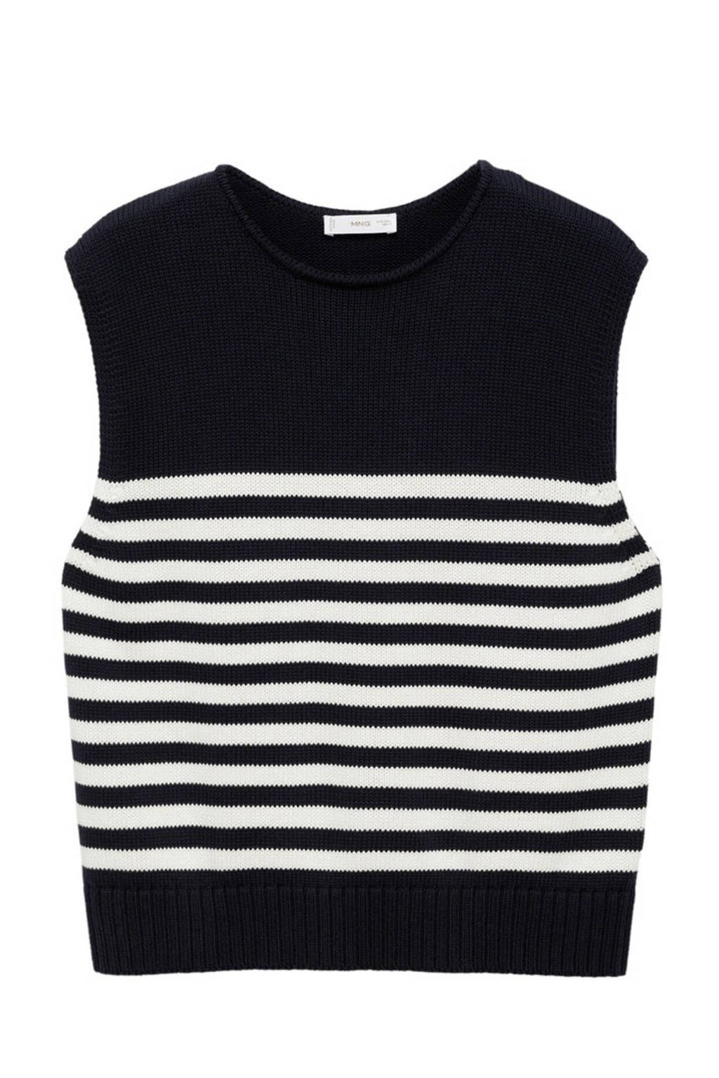 MANGO TEEN gestreepte mouwloze top donkerblauw/wit